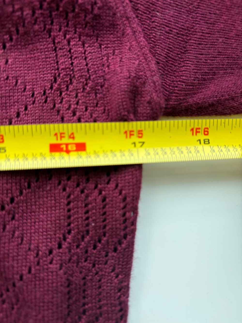 Modcloth Burgundy Pointelle V-Neck  Button-Up Cardigan Sweater, Like New! - Picture 6 of 10
